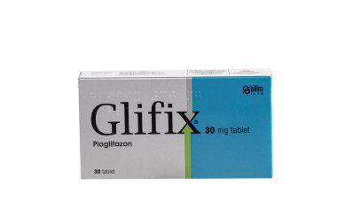 İstanbul, Türkiye - 18 Ocak 2022; Glifix 30 mg tip 2 diyabet ilacı. Şeker hastaları için ilaç.