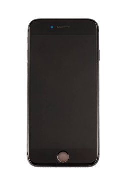 Istanbul Turkey; 23 July 2022: An Apple iPhone 8 Plus device isolated on white background. Realistic, mobile smart phone collection.Used phone, there are scratches on the screen and phone case.