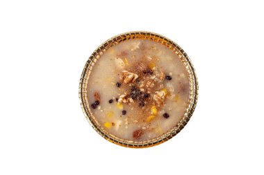 Traditional Turkish dessert called Aure also known as Ashura, Asure or Ashure or Noahs Pudding. Healty meal with dried fruits, walnut and pomegranade. 