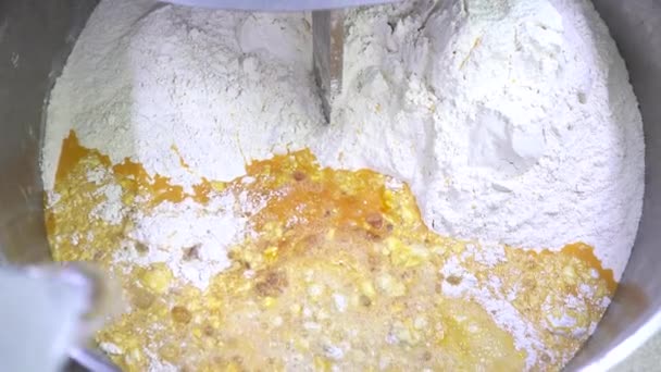 Pasta Hamuru Yapmak Makine Ekmek Hamuru Yoğurur Endüstriyel Fırın Hamur — Stok video