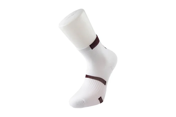 Vue Latérale Pied Plastique Portant Nouvelles Belles Douces Chaussettes Vierges — Photo