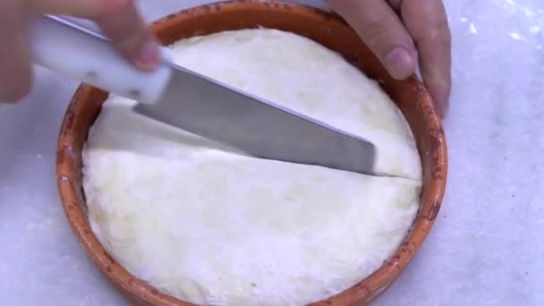 Chef Making Walnut Baklava Baklava Dessert Preparation Stages Chief Making — Stock Video
