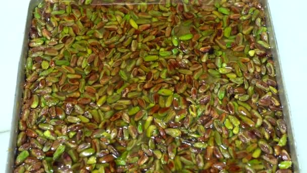 Pistachio Kadaif Dezert Středomořská Kuchyně Lahůdky Místní Název Fistikzade Kadayif — Stock video