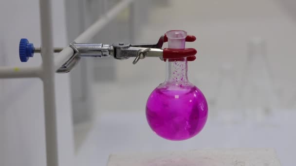 Mixing Colored Solution Magnetic Stirrer Formation Chemical Reaction Video — Stock Video