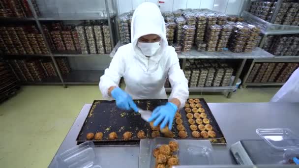 Türkei Istanbul Die Lebensmittelfabrik Die Türkische Süßigkeiten Herstellt — Stockvideo