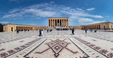 Anitkabir, Ankara, Türkiye - 14 Nisan 2022; Panorama Anitkabir Mustafa Kemal Atatürk 'ün mozolesidir. Ankara, Türkiye.