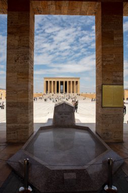 Anitkabir, Ankara, Türkiye - 14 Nisan 2022; Panorama Anitkabir Mustafa Kemal Atatürk 'ün mozolesidir. Ankara, Türkiye.