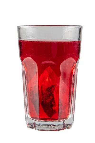 Чашка Hibiscus Tea Пелюстками Ізольованими Білому Тлі Пиття Гарячого Напою — стокове фото