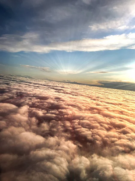 Vista Aérea Nuvens Brancas Céu Azul Vista Aérea Superior Cloudscape — Fotografia de Stock