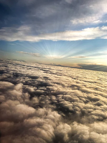 Vista Aérea Nuvens Brancas Céu Azul Vista Aérea Superior Cloudscape — Fotografia de Stock