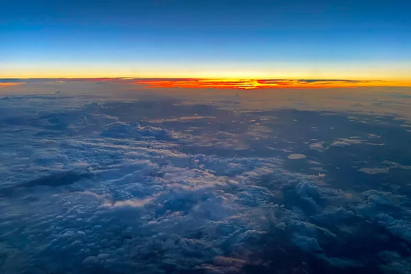 Photo Aérienne Beau Ciel Coucher Soleil Dessus Des Nuages — Photo