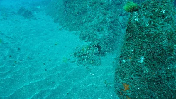 污染和水下垃圾 来自加那利群岛的潜水 — 图库照片