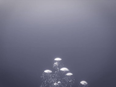 Lüks iç dizaynınız için su altı sanatı evinizde ya da ofisinizde. Mavi arka planı olan hava kabarcıkları. Denizde bir dalıştan.