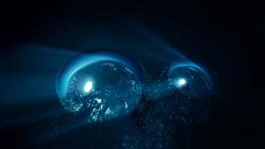 Lüks iç dizaynınız için su altı sanatı evinizde ya da ofisinizde. Mavi arka planı olan hava kabarcıkları. Denizde bir dalıştan.