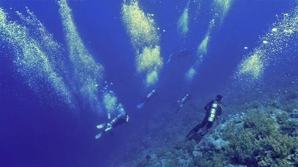 Underwater World Universe Scuba Divers — Fotografia de Stock