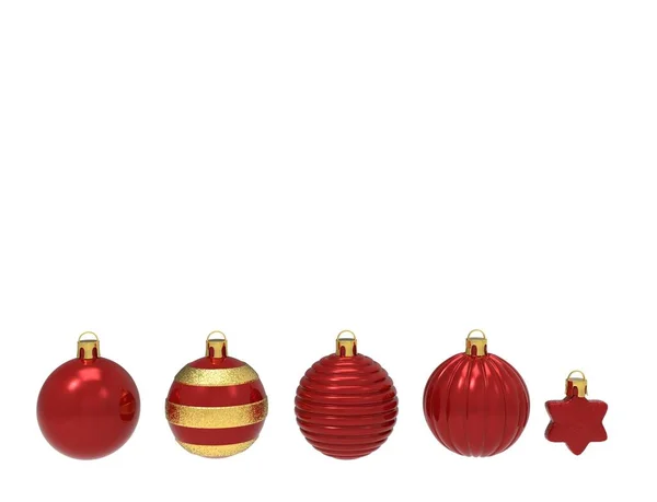 把圣诞树玩具放在白色的背景上 圣诞装饰 3D渲染 — 图库照片