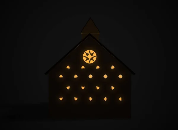 Weihnachtliches Dorfhaus Hintergrund Rendering — Stockfoto