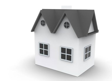 Beyaz arkaplanda izole edilmiş ev 3d görüntüleme.