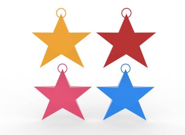 Beyaz arka planda Noel ağacı süslemesi 3D görüntüleme