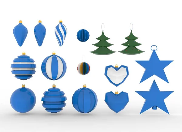 Árvore de Natal brinquedo decoração no fundo branco 3d-renderização — Fotografia de Stock
