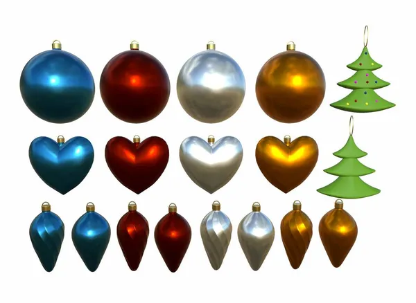 Decorações Árvore Natal Fundo Renderização — Fotografia de Stock