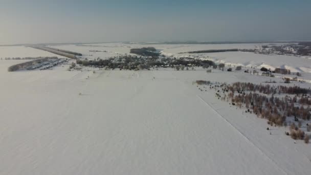 Táj télen forgatás drón — Stock videók