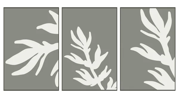 Botanisk Väggkonst Linjekonst Växter Teckning Med Abstrakt Form Abstrakt Botanisk — Stock vektor
