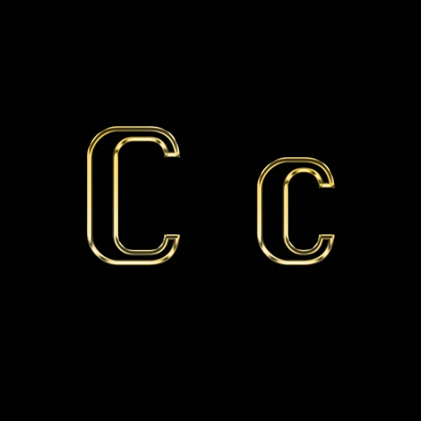 Maiúsculas Minúsculas Fundo Preto Gold Letter Rendering Label Design Logo — Fotografia de Stock