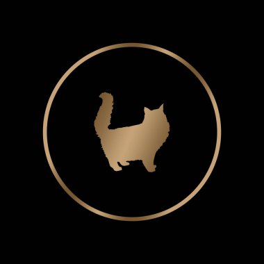 Siyah arka planda altın şirket logosu. Kartvizitler için dekoratif unsur, kapaklar.