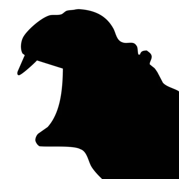 Vector Dierlijke Illustratie Zwart Silhouet Van Een Nijlpaard Een Witte — Stockvector