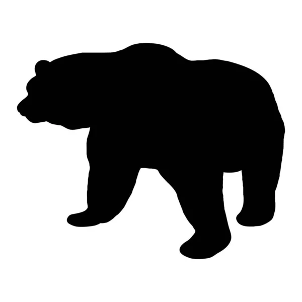 Ilustración Vectorial Del Oso Silueta Negra Sobre Fondo Blanco — Vector de stock