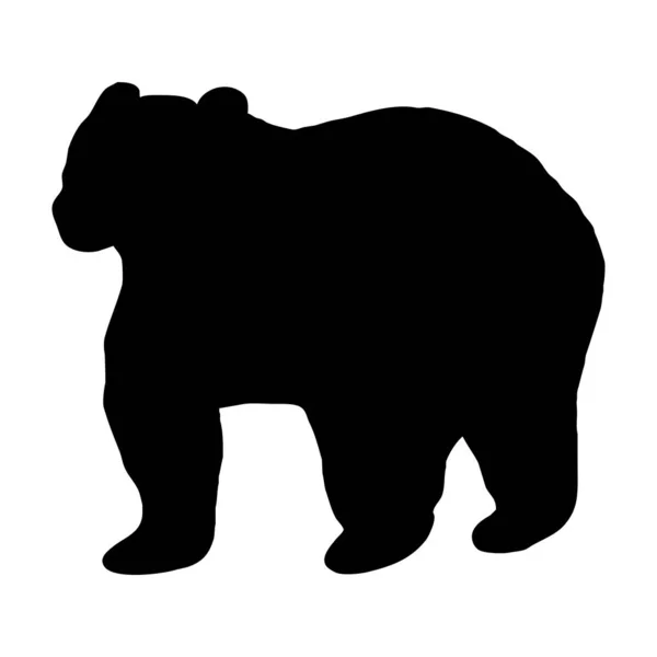 Vektorillustration Eines Bären Schwarze Silhouette Auf Weißem Hintergrund — Stockvektor