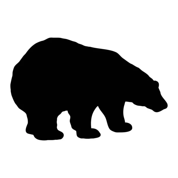 Векторная Иллюстрация Медведя Черный Силуэт Белом Фоне — стоковый вектор