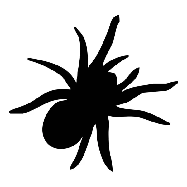 Εικονογράφηση Διανύσματος Μαύρη Σιλουέτα Αράχνης Λευκό Φόντο — Διανυσματικό Αρχείο