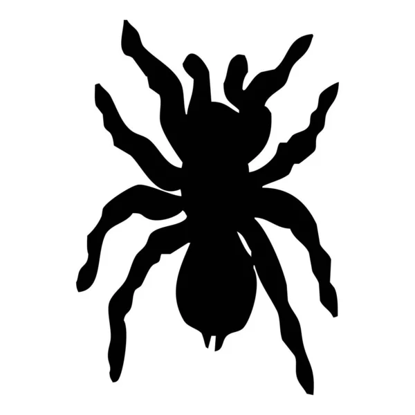 Illustration Vectorielle Silhouette Noire Une Araignée Sur Fond Blanc — Image vectorielle