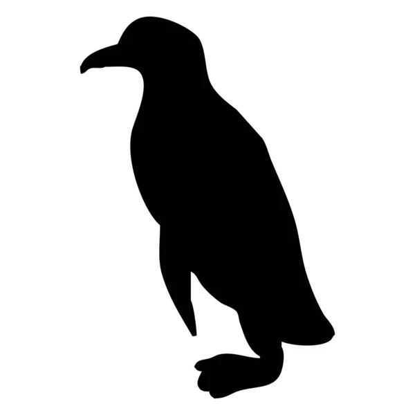 Wektorowa Ilustracja Zwierzęcia Czarna Sylwetka Pingwina Białym Tle — Wektor stockowy