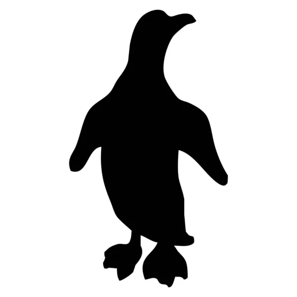 Vector Animal Illustration Black Silhouette Penguin White Background — Stock Vector