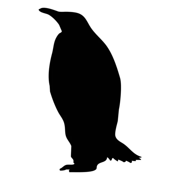 Векторная Иллюстрация Животных Черный Силуэт Пингвина Белом Фоне — стоковый вектор