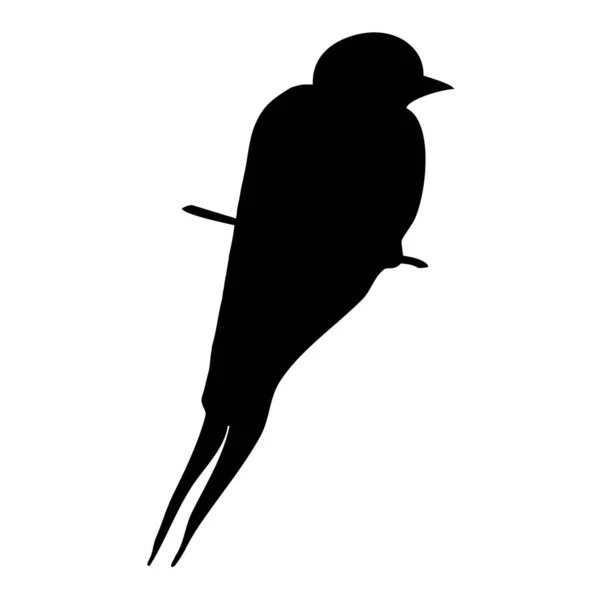 Botanisk Vektorillustration Svart Siluett Fågel Vit Bakgrund — Stock vektor