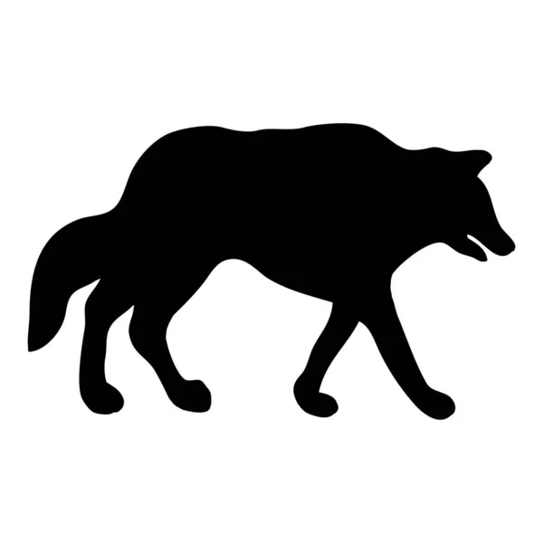 Ilustración Animal Vectorial Silueta Negra Lobo Sobre Fondo Blanco — Archivo Imágenes Vectoriales