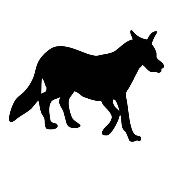 Illustration Vectorielle Animale Silhouette Noire Loup Sur Fond Blanc — Image vectorielle