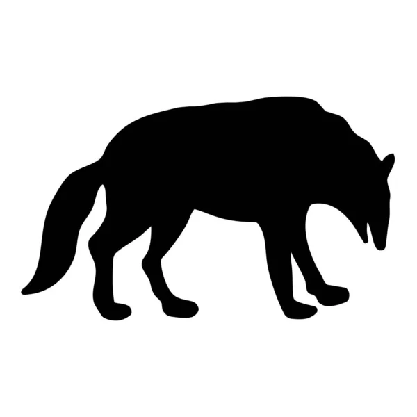 Illustration Vectorielle Animale Silhouette Noire Loup Sur Fond Blanc — Image vectorielle