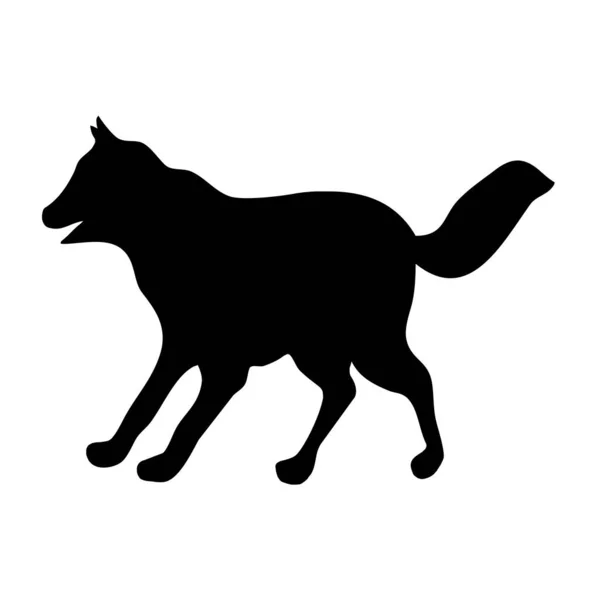 Ilustración Animal Vectorial Silueta Negra Lobo Sobre Fondo Blanco — Archivo Imágenes Vectoriales