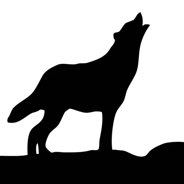 病媒动物图解 白色背景上的狼的黑色轮廓 — 图库矢量图片