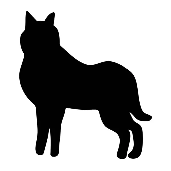 Illustrazione Animale Vettoriale Silhouette Nera Lupo Sfondo Bianco — Vettoriale Stock