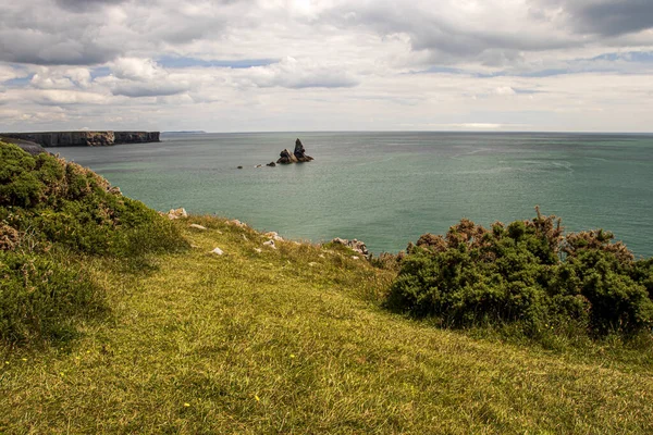 Tenby Cornwall Wales England Schöne Sommerlandschaft Der Carmarthen Bay Blick — Stockfoto