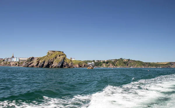 Tenby Wales England Schöne Sommerlandschaft Der Carmarthen Bay Blick Vom — Stockfoto