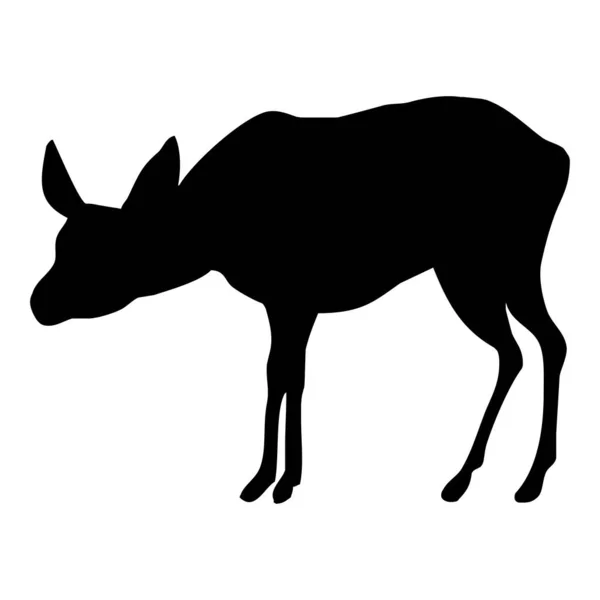 Illustration Vectorielle Silhouette Noire Cerf Sur Fond Blanc — Image vectorielle