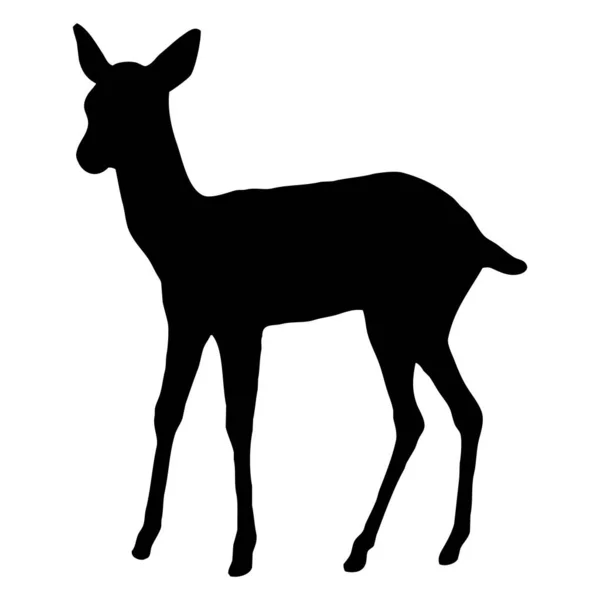 Vector Illustration Black Silhouette Deer White Background — Stock Vector