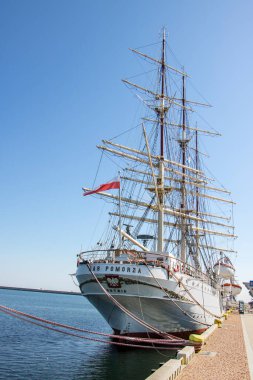 21 Nisan 2019 Gdynia Limanı Polonya. Dar Pomorza Denizcilik Müzesi